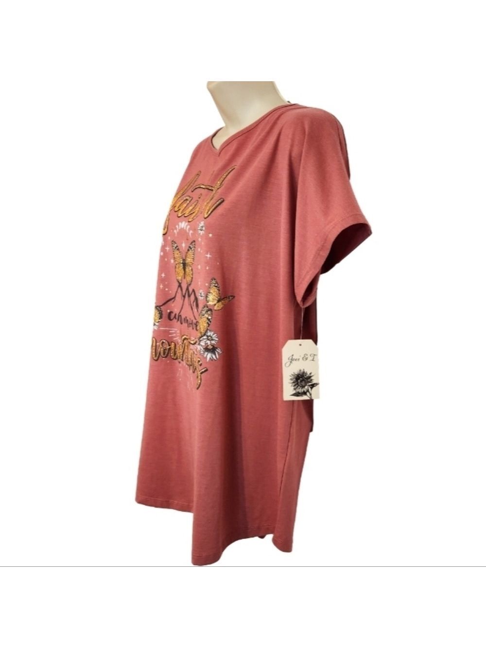 Joei & I Pink Butterfly Christian Graphic T-Shirt 2XL - Picture 3 of 8